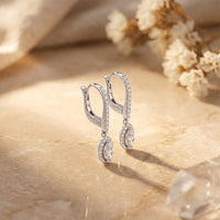 0.85 Ct Marquise Cut Lab Grown Diamond Pavé Frame Drop Earrings White