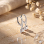 0.85 Ct Princess Cut Lab Grown Diamond Halo Frame Earrings White