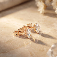 0.50 Ct Oval Cut Lab Grown Diamond Classic Solitaire Stud Earrings for Women Rose Gold