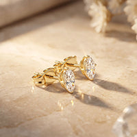0.50 Ct Oval Cut Lab Grown Diamond Classic Solitaire Stud Earrings for Women Gold