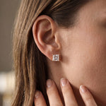 1.00 Ct Princess Cut Lab Grown Diamond Solitaire Stud Earrings for Women Rose Gold