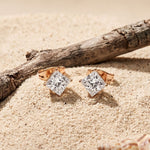 1.00 Ct Princess Cut Lab Grown Diamond Solitaire Stud Earrings for Women Rose Gold