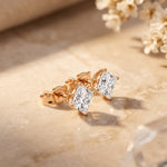1.00 Ct Princess Cut Lab Grown Diamond Solitaire Stud Earrings for Women Rose Gold