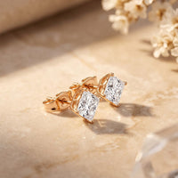 1.00 Ct Princess Cut Lab Grown Diamond Solitaire Stud Earrings for Women Rose Gold