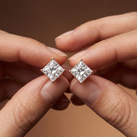 1.00 Ct Princess Cut Lab Grown Diamond Solitaire Stud Earrings for Women Rose Gold