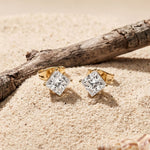 1.00 Ct Princess Cut Lab Grown Diamond Solitaire Stud Earrings for Women Gold