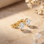 1.00 Ct Princess Cut Lab Grown Diamond Solitaire Stud Earrings for Women Gold