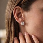 1.00 Ct Princess Cut Lab Grown Diamond Solitaire Stud Earrings for Women White