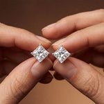 1.00 Ct Princess Cut Lab Grown Diamond Solitaire Stud Earrings for Women White
