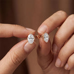 1.00 Ct Oval Cut Lab Grown Diamond Solitaire Stud Earrings for Women Rose Gold