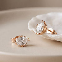 1.00 Ct Oval Cut Lab Grown Diamond Solitaire Stud Earrings for Women Rose Gold