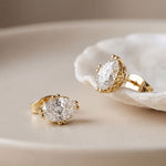 1.00 Ct Oval Cut Lab Grown Diamond Solitaire Stud Earrings for Women Gold