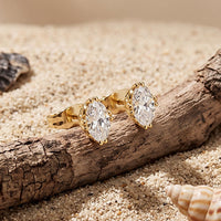 1.00 Ct Oval Cut Lab Grown Diamond Solitaire Stud Earrings for Women Gold