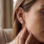 1.20 Ct Oval Cut Lab Grown Diamond Halo Stud Earrings for Women Gold