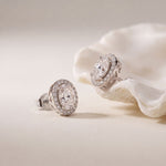 1.20 Ct Oval Cut Lab Grown Diamond Halo Stud Earrings for Women White