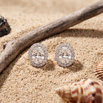 1.20 Ct Oval Cut Lab Grown Diamond Halo Stud Earrings for Women White