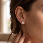 1.00 Ct Pear Cut Lab Grown Diamond Minimalist Stud Earrings for Women Rose Gold