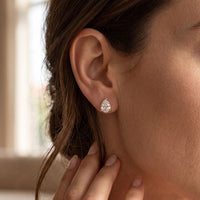 1.00 Ct Pear Cut Lab Grown Diamond Minimalist Stud Earrings for Women Rose Gold
