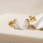 1.00 Ct Pear Cut Lab Grown Diamond Minimalist Stud Earrings for Women Gold