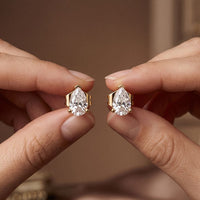 1.00 Ct Pear Cut Lab Grown Diamond Minimalist Stud Earrings for Women Gold