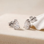 1.00 Ct Pear Cut Lab Grown Diamond Minimalist Stud Earrings for Women White
