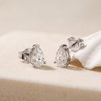 1.00 Ct Pear Cut Lab Grown Diamond Minimalist Stud Earrings for Women White
