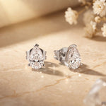 1.00 Ct Pear Cut Lab Grown Diamond Minimalist Stud Earrings for Women White