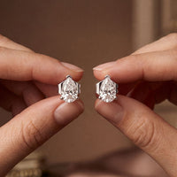 1.00 Ct Pear Cut Lab Grown Diamond Minimalist Stud Earrings for Women White
