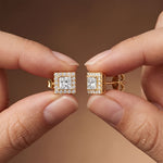 1.30 Ct Princess Cut Lab Grown Diamond Halo Stud Earrings for Women Gold