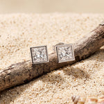0.90 Ct Princess Cut Lab Grown Diamond Bezel Set Stud Earrings for Women White