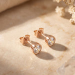 1.00 Ct Round Cut Lab Grown Diamond Bezel Set Stud Earrings for Women Rose Gold
