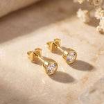 1.00 Ct Round Cut Lab Grown Diamond Bezel Set Stud Earrings for Women Gold
