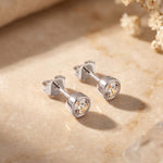 1.00 Ct Round Cut Lab Grown Diamond Bezel Set Stud Earrings for Women White