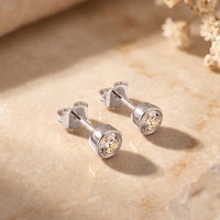 1.00 Ct Round Cut Lab Grown Diamond Bezel Set Stud Earrings for Women White