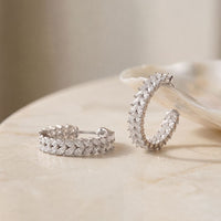 4.40 Ct Marquise Cut Lab Grown Diamond Leaf Cluster Hoop Earrings White