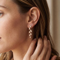 0.45 Ct Round Cut Lab Grown Diamond Leaf Drop Dangle Earrings for Women Rose Gold