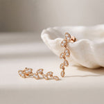 0.45 Ct Round Cut Lab Grown Diamond Leaf Drop Dangle Earrings for Women Rose Gold