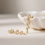 0.45 Ct Round Cut Lab Grown Diamond Leaf Drop Dangle Earrings for Women Gold