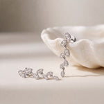 0.45 Ct Round Cut Lab Grown Diamond Leaf Drop Dangle Earrings for Women White