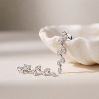 0.45 Ct Round Cut Lab Grown Diamond Leaf Drop Dangle Earrings for Women White
