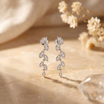 0.45 Ct Round Cut Lab Grown Diamond Leaf Drop Dangle Earrings for Women White