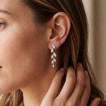 0.45 Ct Round Cut Lab Grown Diamond Leaf Drop Dangle Earrings for Women White