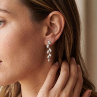 0.45 Ct Round Cut Lab Grown Diamond Leaf Drop Dangle Earrings for Women White