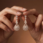 1.30 Ct Round Cut Lab Grown Diamond Geometric Dangle Earrings for Women Rose Gold