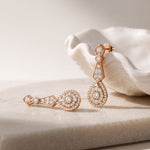1.30 Ct Round Cut Lab Grown Diamond Geometric Dangle Earrings for Women Rose Gold
