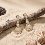 1.30 Ct Round Cut Lab Grown Diamond Geometric Dangle Earrings for Women Gold