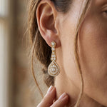 1.30 Ct Round Cut Lab Grown Diamond Geometric Dangle Earrings for Women Gold