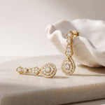 1.30 Ct Round Cut Lab Grown Diamond Geometric Dangle Earrings for Women Gold
