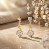 1.30 Ct Round Cut Lab Grown Diamond Geometric Dangle Earrings for Women Gold