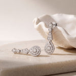 1.30 Ct Round Cut Lab Grown Diamond Geometric Dangle Earrings for Women White